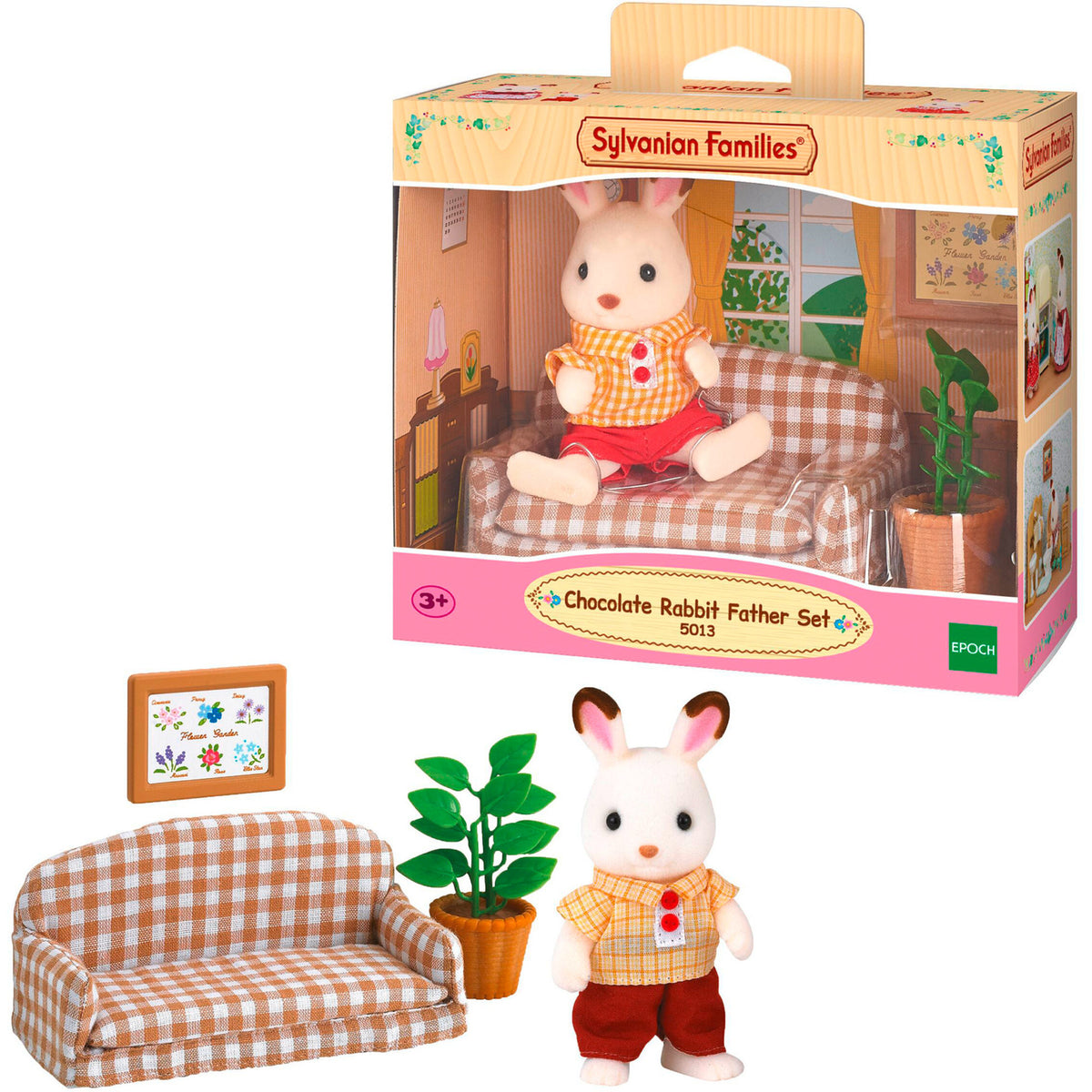 Sylvanian Families - Schokoladenhasen Vater Wohnzimmer Set, Konstruktionsspielzeug