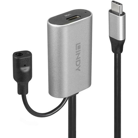 Lindy USB 3.2 Gen 1 Aktivverlängerungskabel, USB-C Stecker > USB-C Buchse (schwarz, 5 Meter)