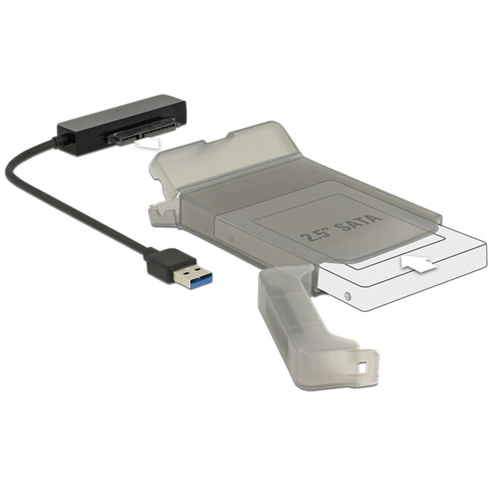 DeLOCK USB 3.2 Gen 1 Konverter, USB-A Stecker > SATA 22 Pin Stecker (schwarz, 15cm, mit 2,5" Schutzhülle)