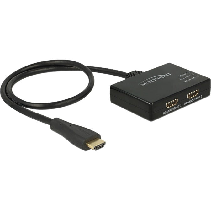 DeLOCK Splitter 1x HDMI Stecker > 2x HDMI out 4K, HDMI Splitter (schwarz, 60cm)