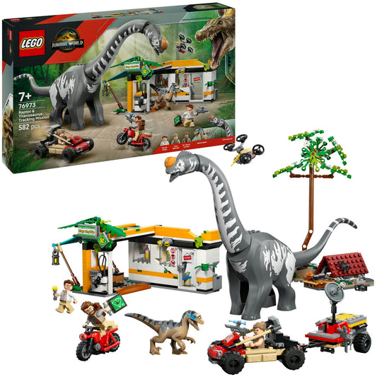 76973 Jurassic World Raptor & Titanosaurus: Grosse Fährtensuche, Konstruktionsspielzeug