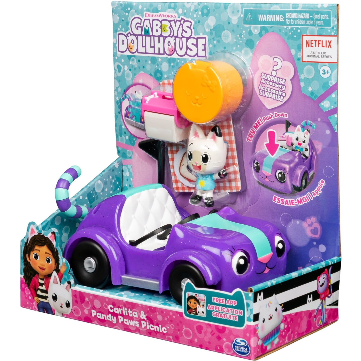 Spin Master Gabby's Dollhouse - Carlita-Spielzeugauto mit Pandy Paws Figur, Spielfahrzeug