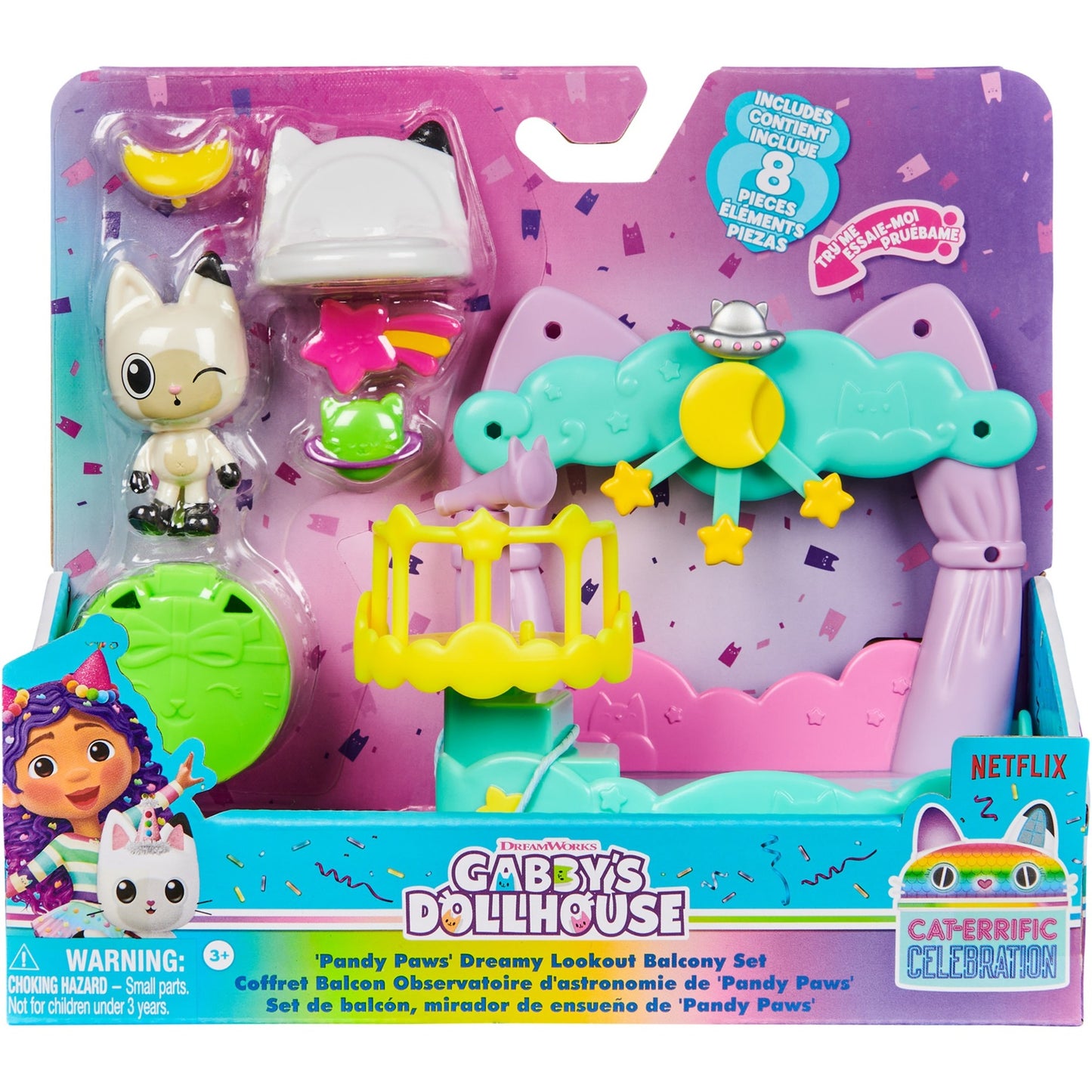 Spinmaster Gabby's Dollhouse - Balkon-Spielset Pandy Paws Sternenhimmel