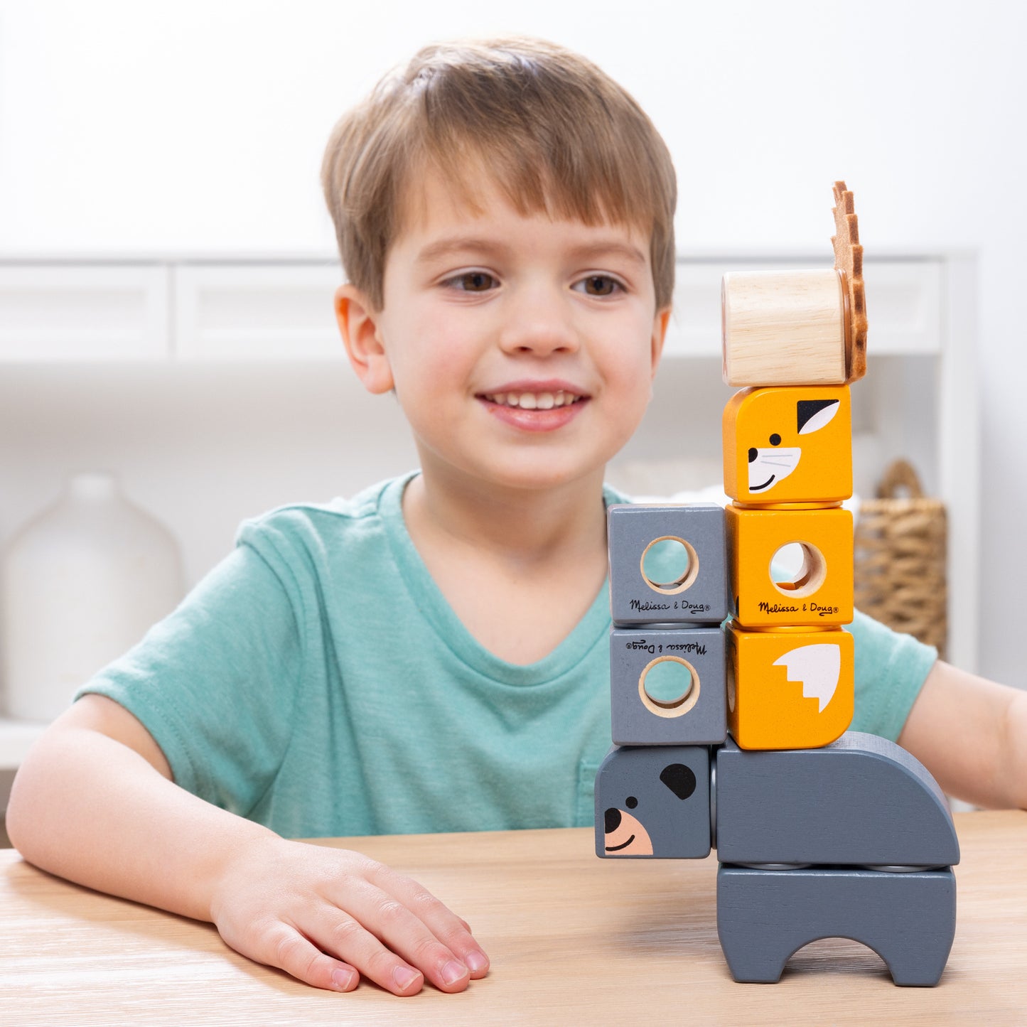 Melissa & Doug - Blockables Waldtierfreunde Set, Konstruktionsspielzeug