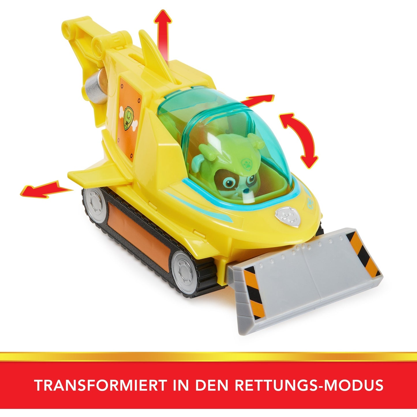 Spin Master Paw Patrol Aqua Pups - Basis Fahrzeug im Hammerhai-Design mit Rubble-Welpenfigur, Spielfahrzeug