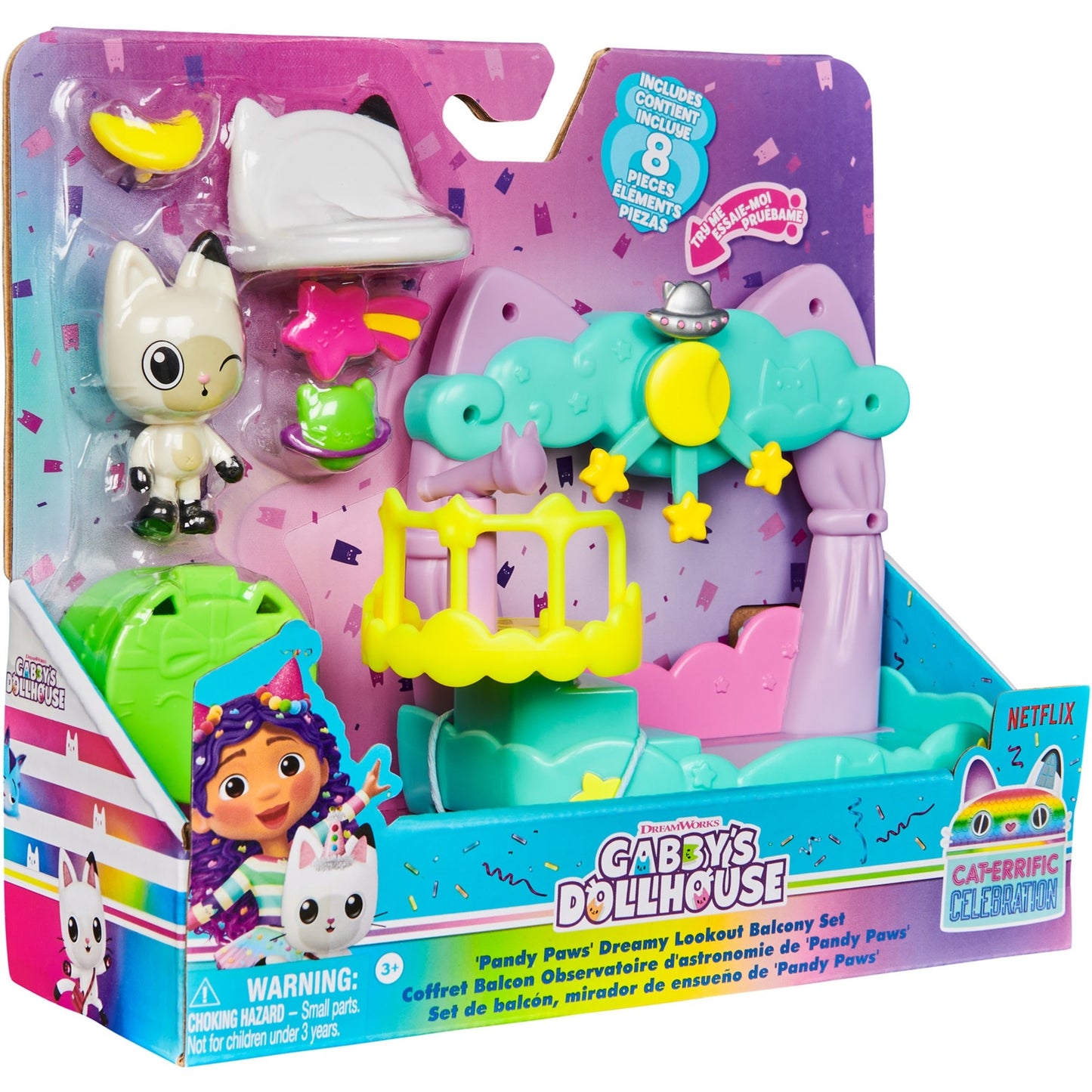 Spinmaster Gabby's Dollhouse - Balkon-Spielset Pandy Paws Sternenhimmel