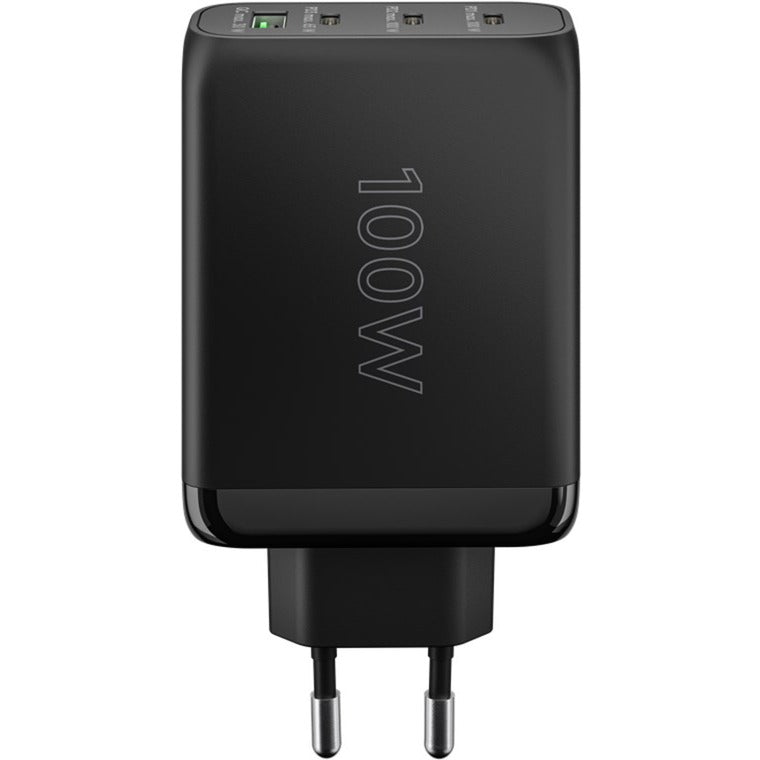 Goobay USB-C PD Multiport-Schnellladegerät 100 Watt (schwarz, 1x USB-A QC, 3x USB-C PD, GaN-Technologie)