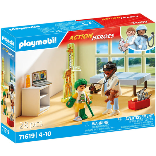 PLAYMOBIL 71619 Action Heroes Kinderarzt mit Teddybär , Konstruktionsspielzeug