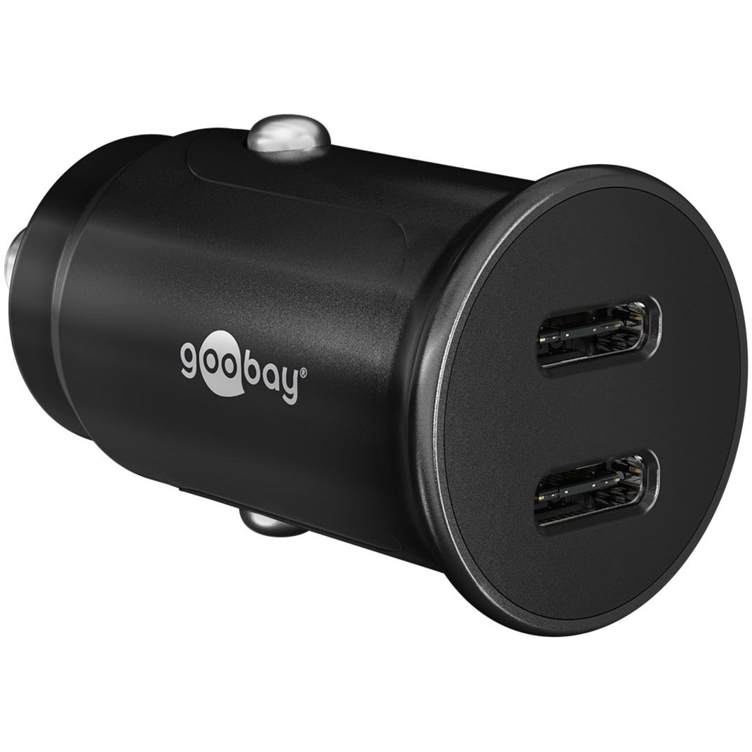 Goobay Dual-USB-C Auto-Schnellladegerät 30 Watt (schwarz, 2x USB-C, Power Delivery, 12 / 24 Volt)