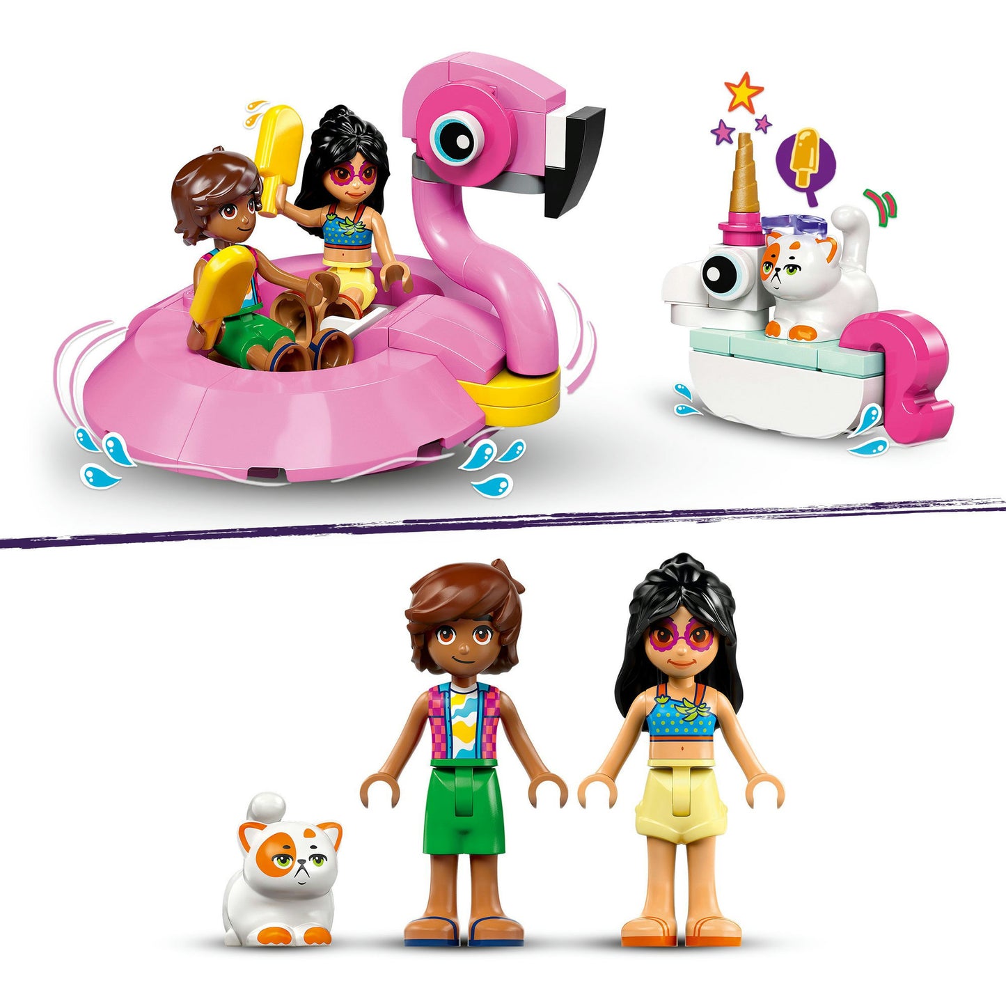 42658 Friends Poolparty mit Einhorn und Flamingo, Konstruktionsspielzeug