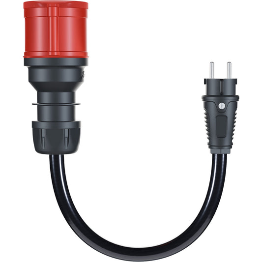 go-e Adapter für Gemini flex 22 kW, CEE rot Drehstrom 32A > Haushaltssteckdose (schwarz, 30cm)