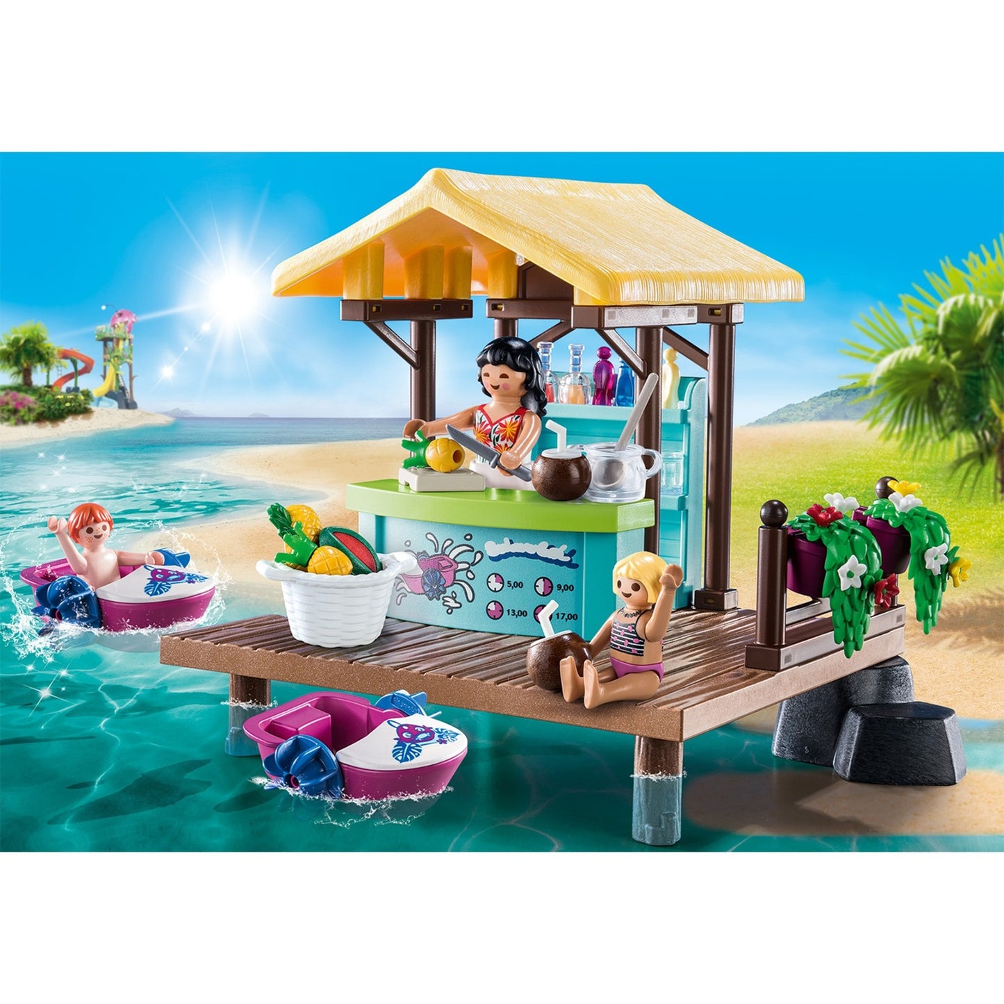 PLAYMOBIL 70612 Family Fun Paddleboot-Verleih mit Saftbar, Konstruktionsspielzeug