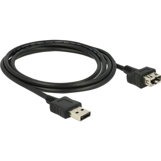 DeLOCK EASY-USB 2.0 Verlängerungskabel, USB-A Stecker > USB-A Buchse (schwarz, 2 Meter, ShapeCable, USB-A Stecker beidseitig verwendbar)