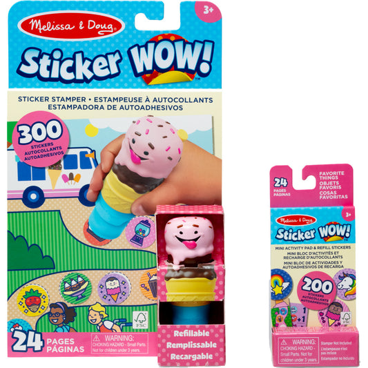 Melissa & Doug - Sticker WOW! Eiscreme Aufkleberstempel & Block, Basteln