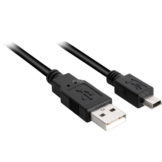 Sharkoon USB 2.0 Kabel, USB-A Stecker > Mini-USB Stecker (schwarz, 3,0 Meter, doppelt geschirmt)