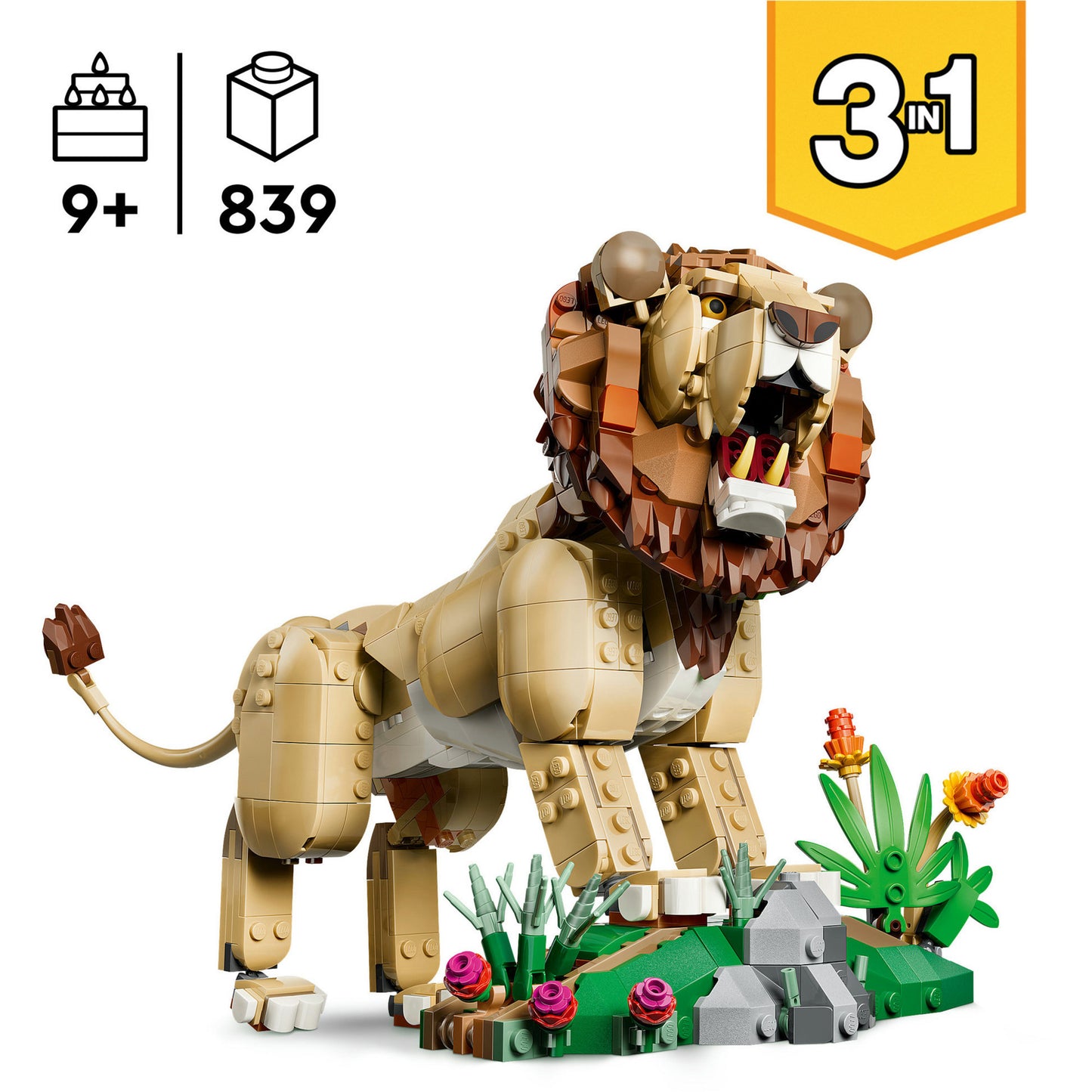 31386 Creator 3-in-1 Wilde Tiere: Majestätischer Löwe, Konstruktionsspielzeug