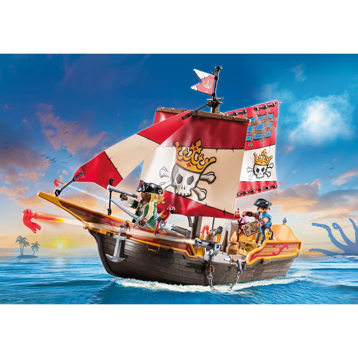 PLAYMOBIL 71418 Pirates Kleines Piratenschiff, Konstruktionsspielzeug