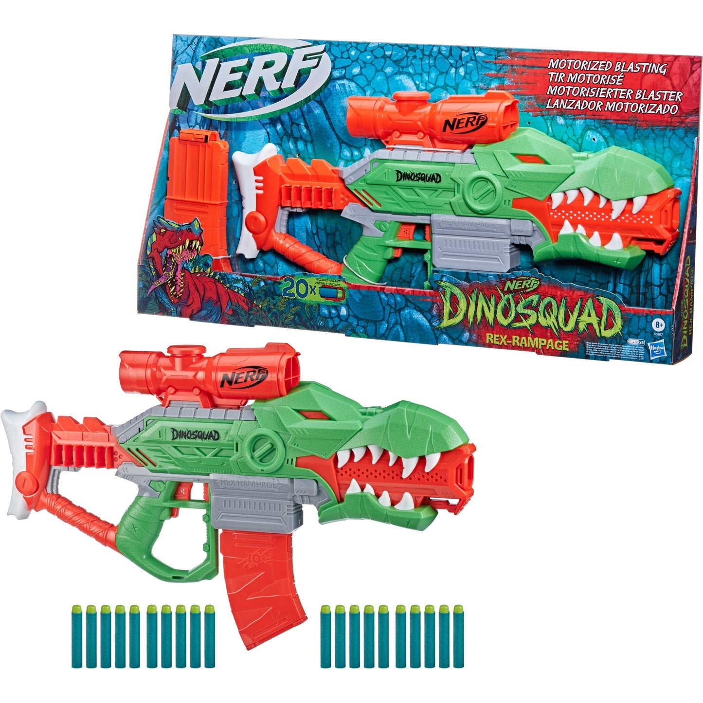 Hasbro Nerf DinoSquad Rex-Rampage, Nerf Gun (grün/orange)