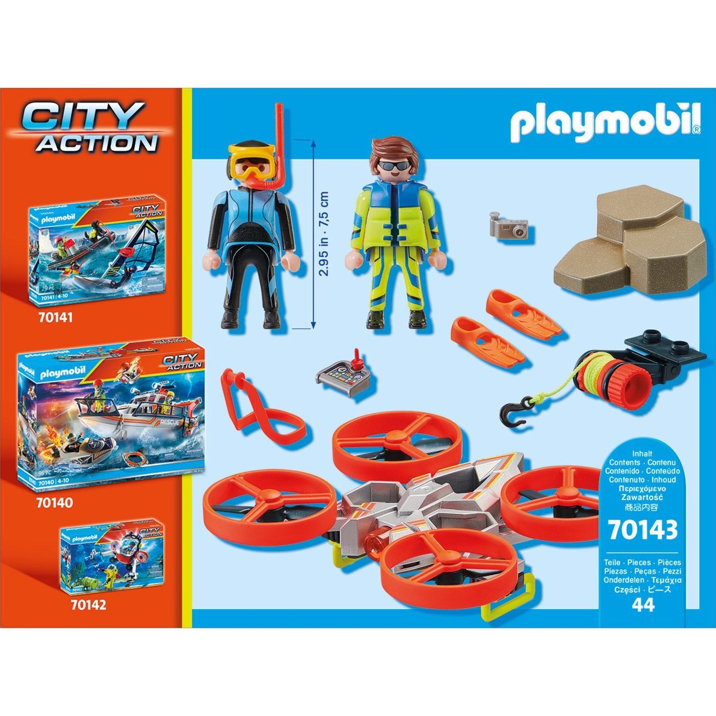 PLAYMOBIL 70143 City Action Seenot: Taucher-Bergung mit Rettungsdrohne, Konstruktionsspielzeug