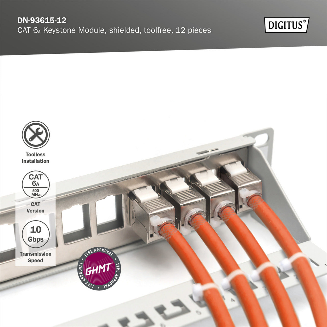 CAT 6A Keystone Modul geschirmt werkzeugfrei 12 Stk., Keystone-Modul