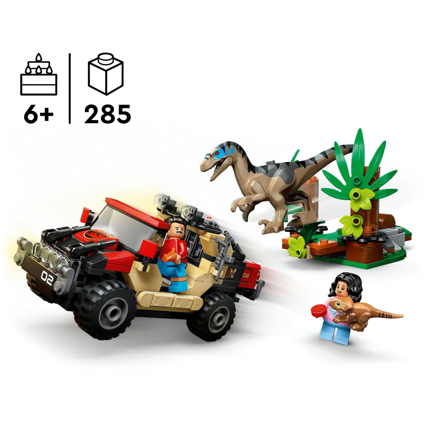 76972 Jurassic World Raptor: Verfolgungsjagd mit dem Geländewagen, Konstruktionsspielzeug