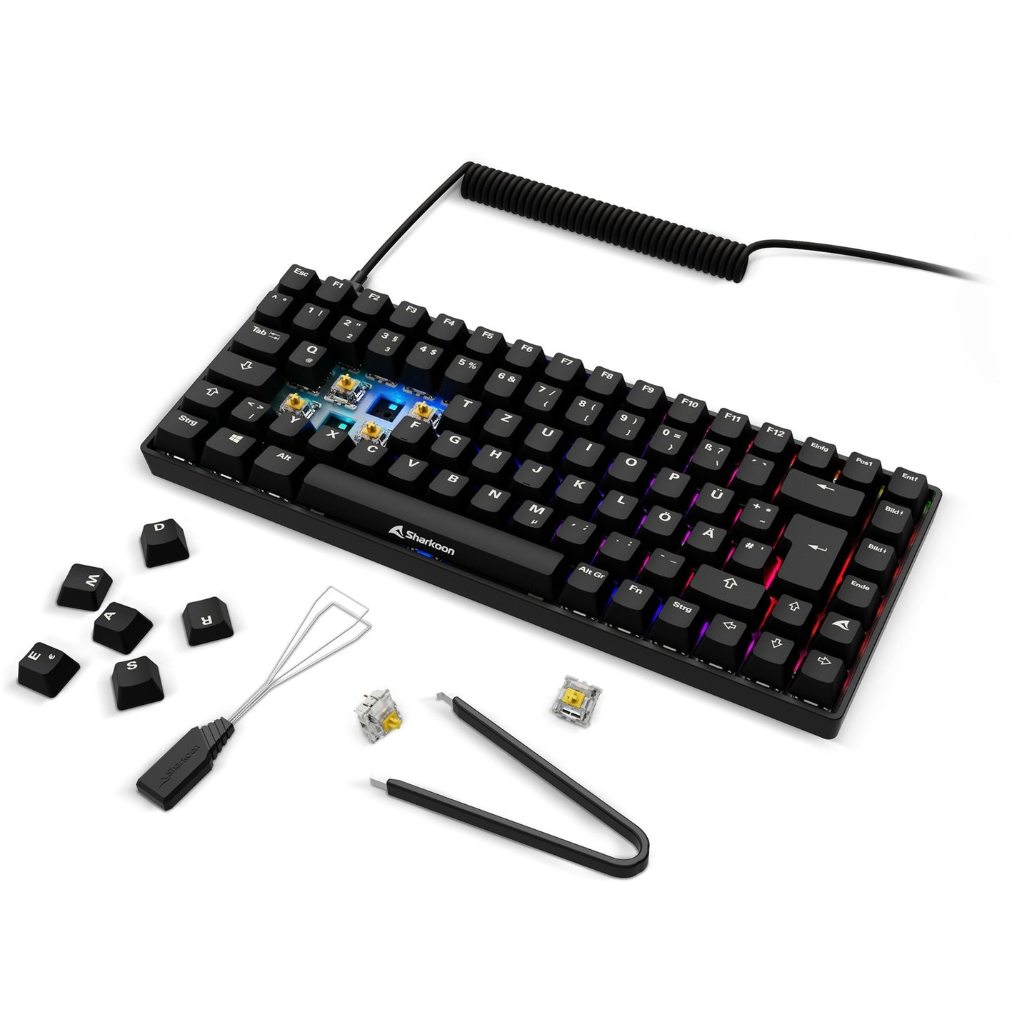 Sharkoon SKILLER SGK50 S3 PBT (schwarz, DE-Layout, Gateron G Pro 3.0 Yellow)