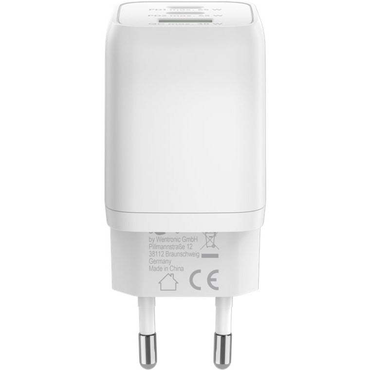 Goobay USB-C Schnellladegerät Nano, PD, GaN, 65 Watt (weiss, 1x USB-A, 2x USB-C PD, Charge 3.0)