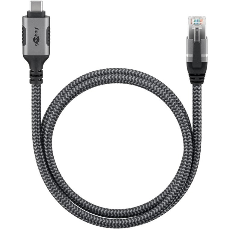 Goobay Ethernet-Kabel USB-C 3.2 Gen1 Stecker > RJ-45 Stecker (schwarz/silber, 1,5 Meter)