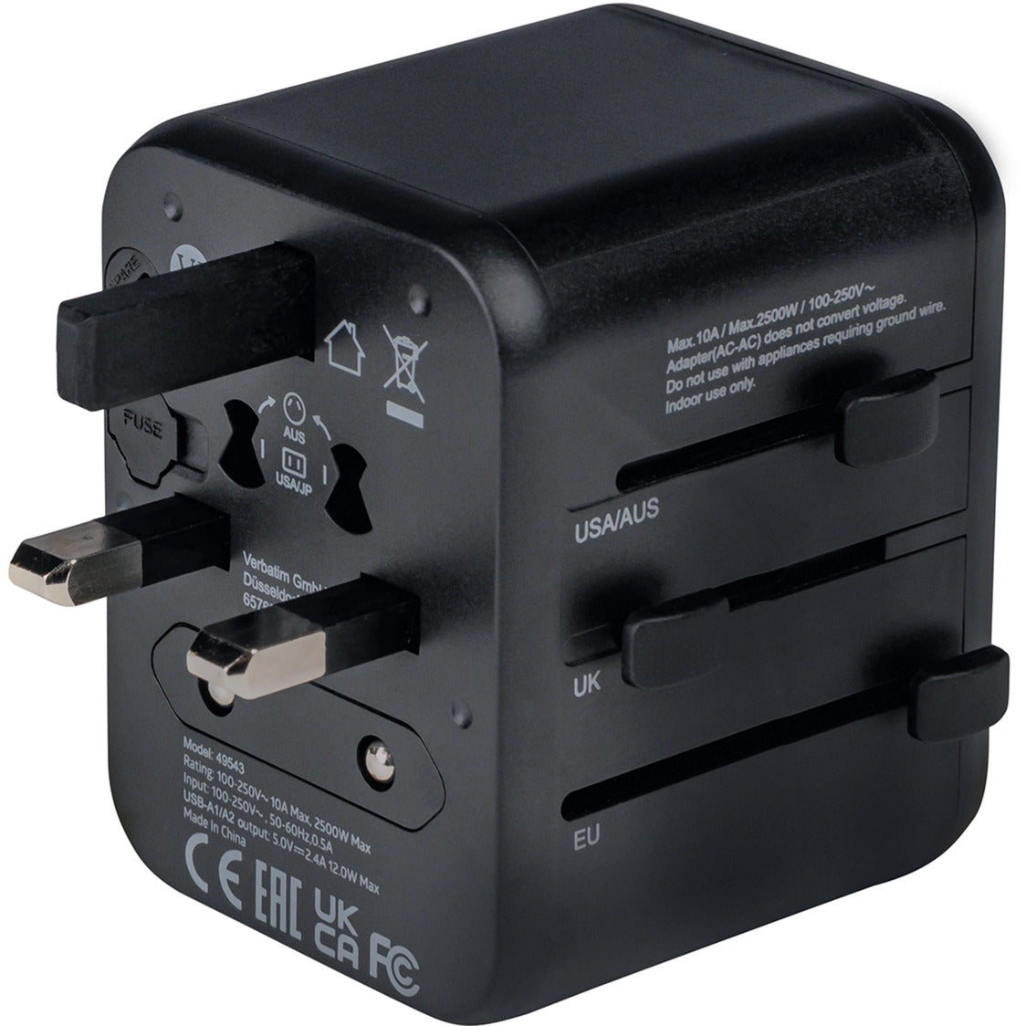 Verbatim Universal-Reiseadapter UTA-01 (schwarz, 2x USB-A)