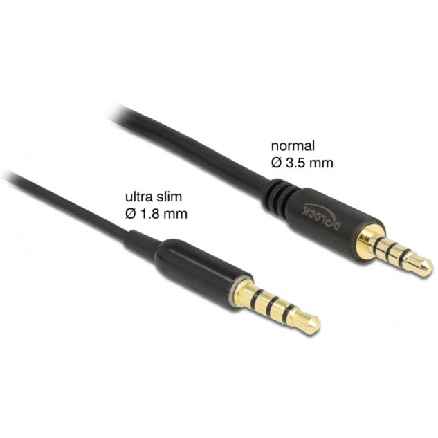 DeLOCK Klinkenkabel 3,5mm 4Pin > 3,5mm 4Pin Stecker Ultra Slim (schwarz, 0,5 Meter)