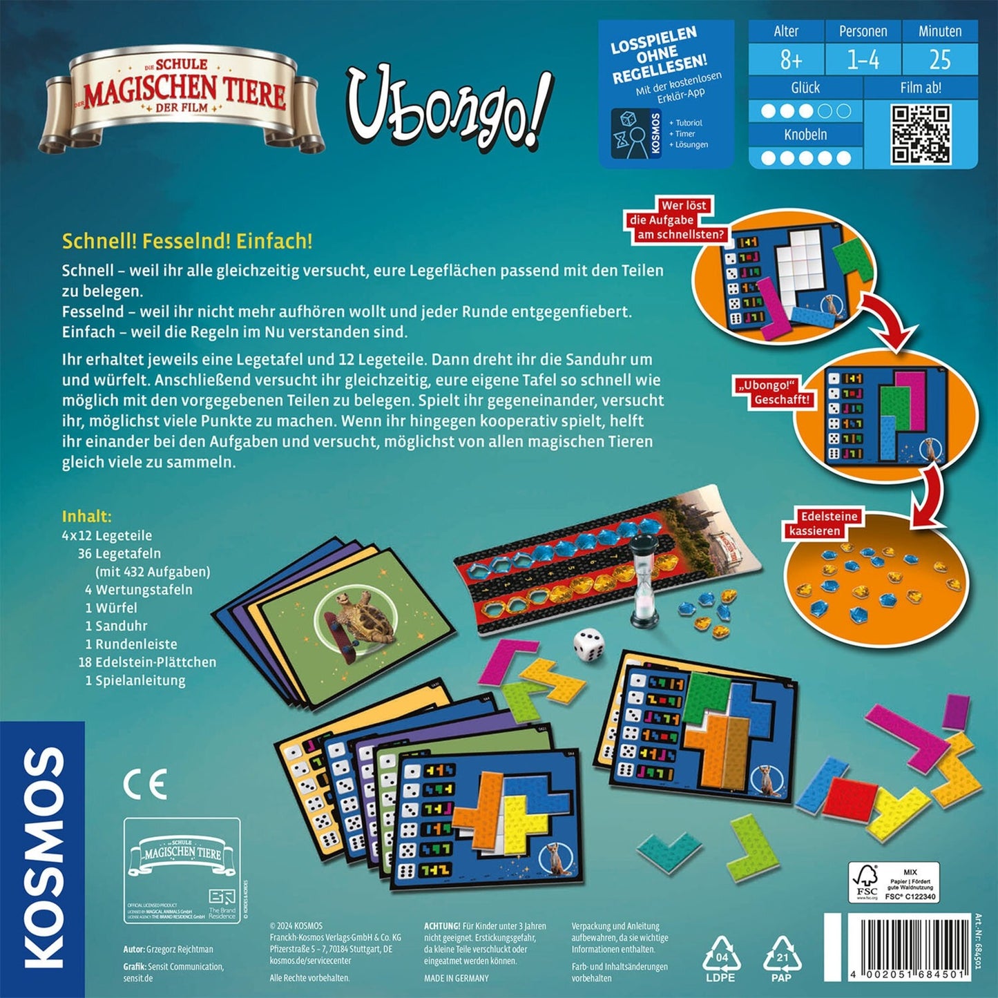 KOSMOS Ubongo Schule der magischen Tiere, Brettspiel