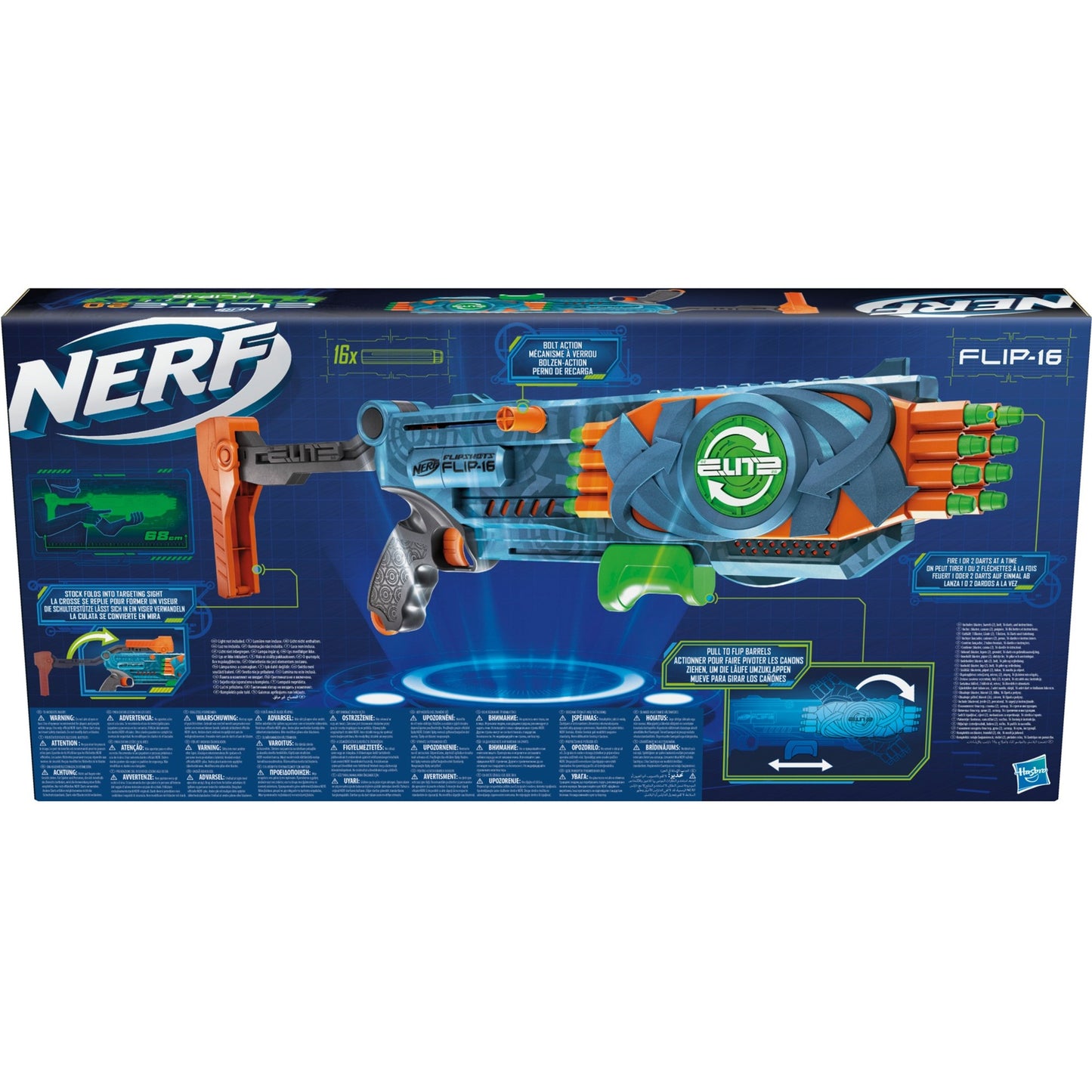 Hasbro Nerf Elite 2.0 Flipshots Flip-16, Nerf Gun (blaugrau/orange)