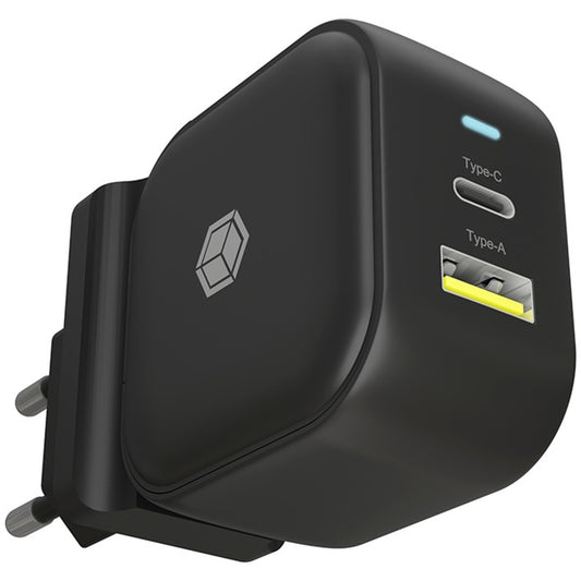 Icy Box 2-Port Steckerladegerät IB-PS106-PD, mit USB Power Delivery (schwarz, PD 30W + QC 3.0 18W)
