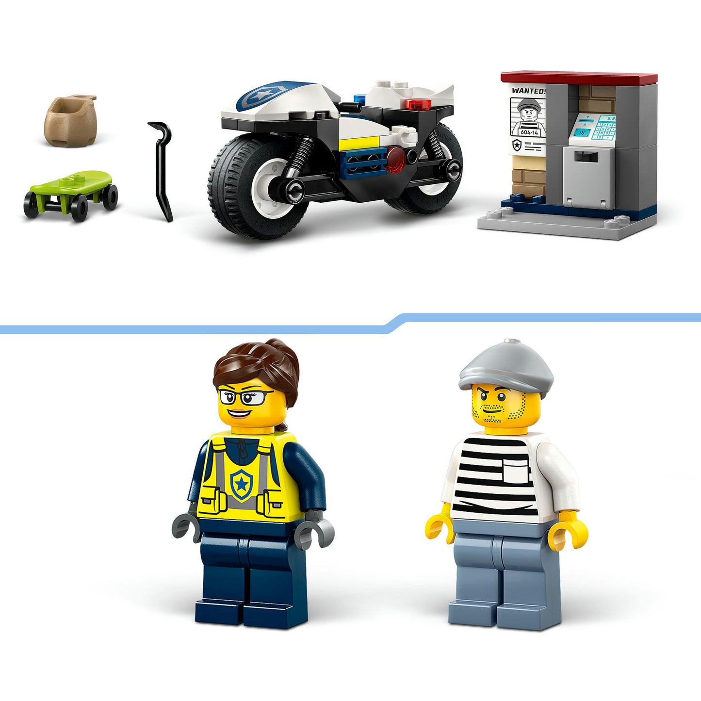 60455 City Verfolgungsjagd mit dem Polizeimotorrad, Konstruktionsspielzeug