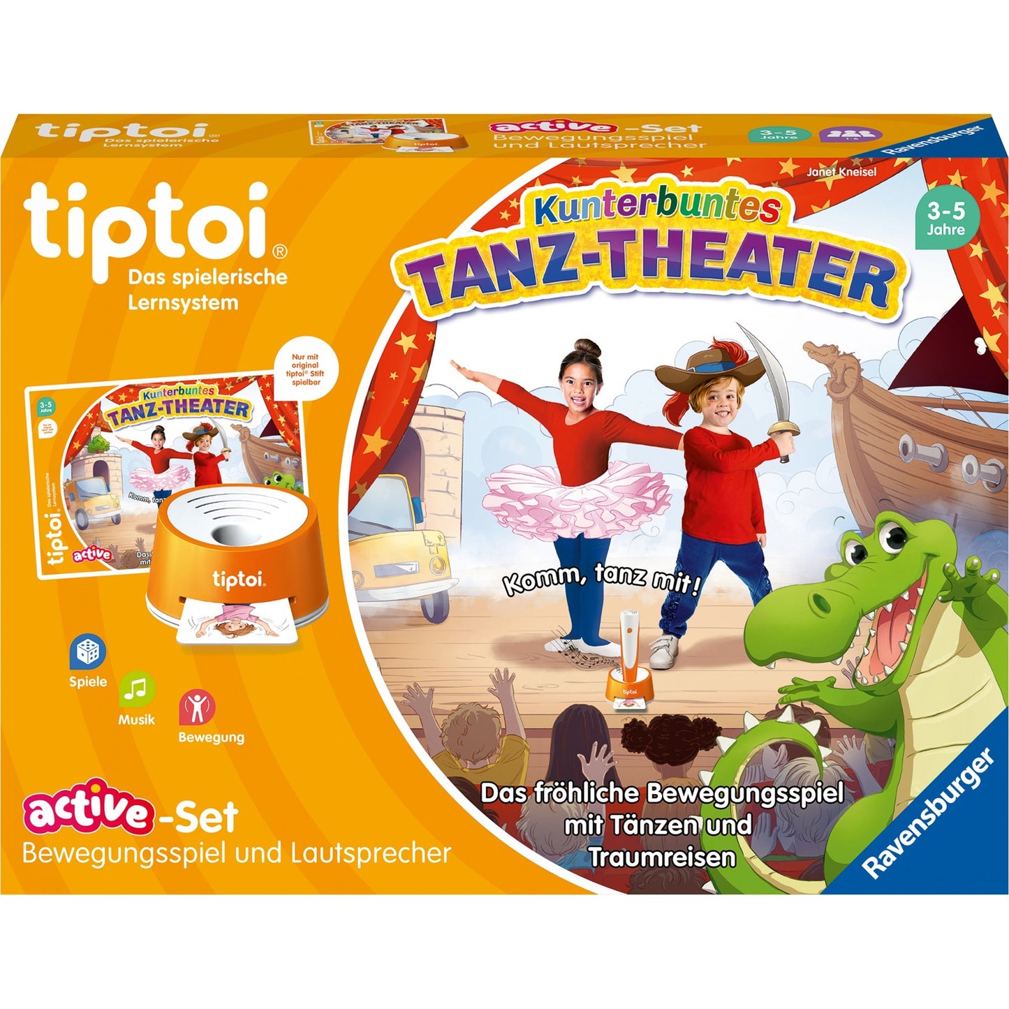 Ravensburger tiptoi ACTIVE Set Kunterbuntes Tanz-Theater, Brettspiel