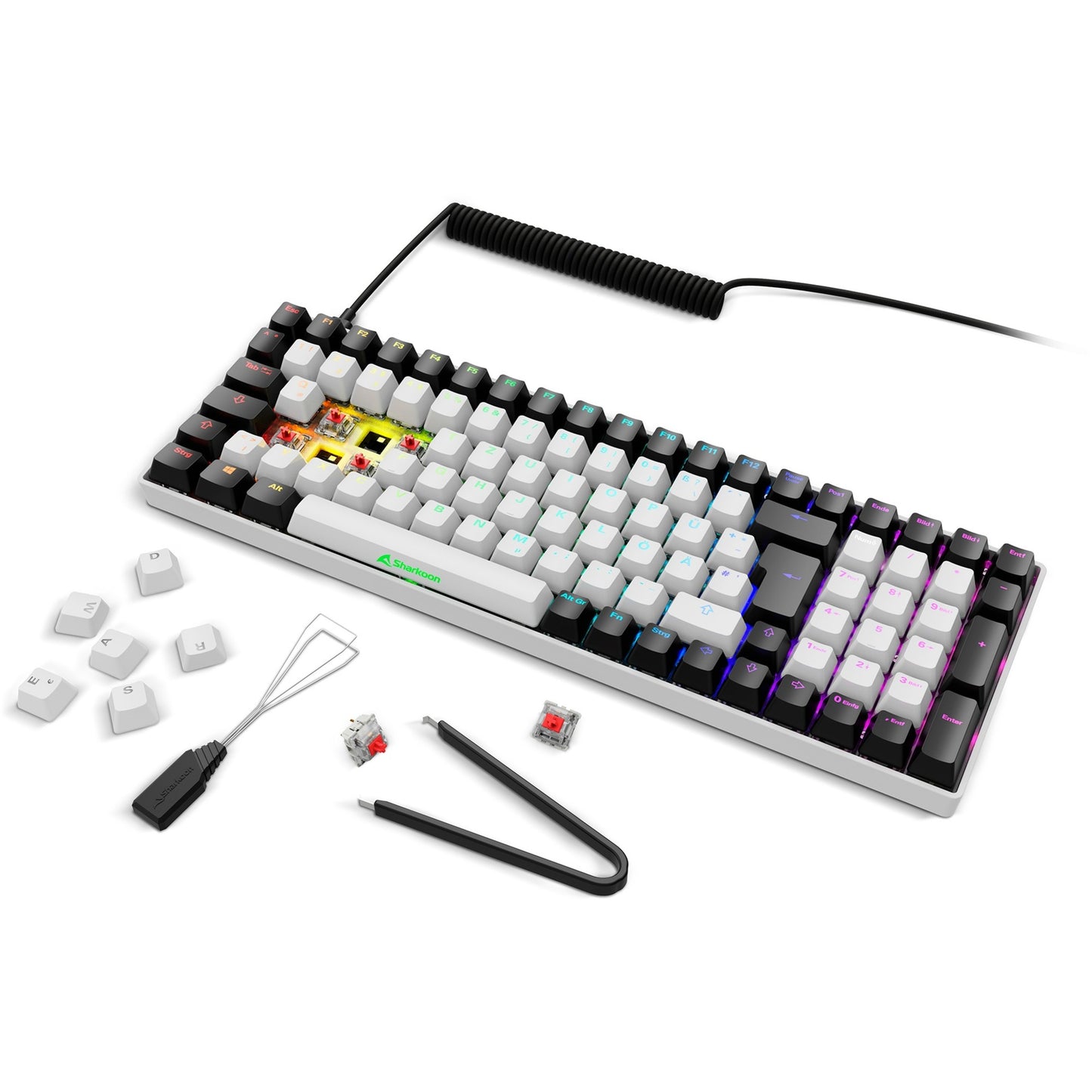 Sharkoon SKILLER SGK50 S2 (weiss, DE-Layout, Gateron Red)