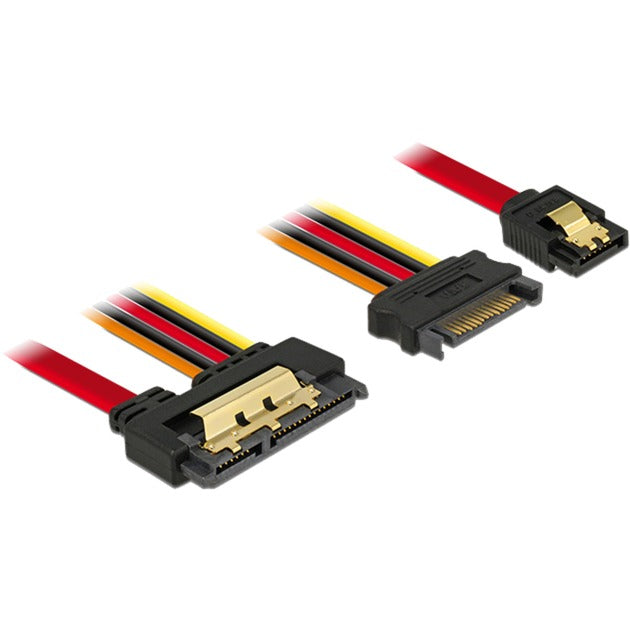 DeLOCK Adapterkabel SATA 7Pin + 15Pin > SATA 22Pin (schwarz/rot, 30cm, 22Pin-Buchse gerade)