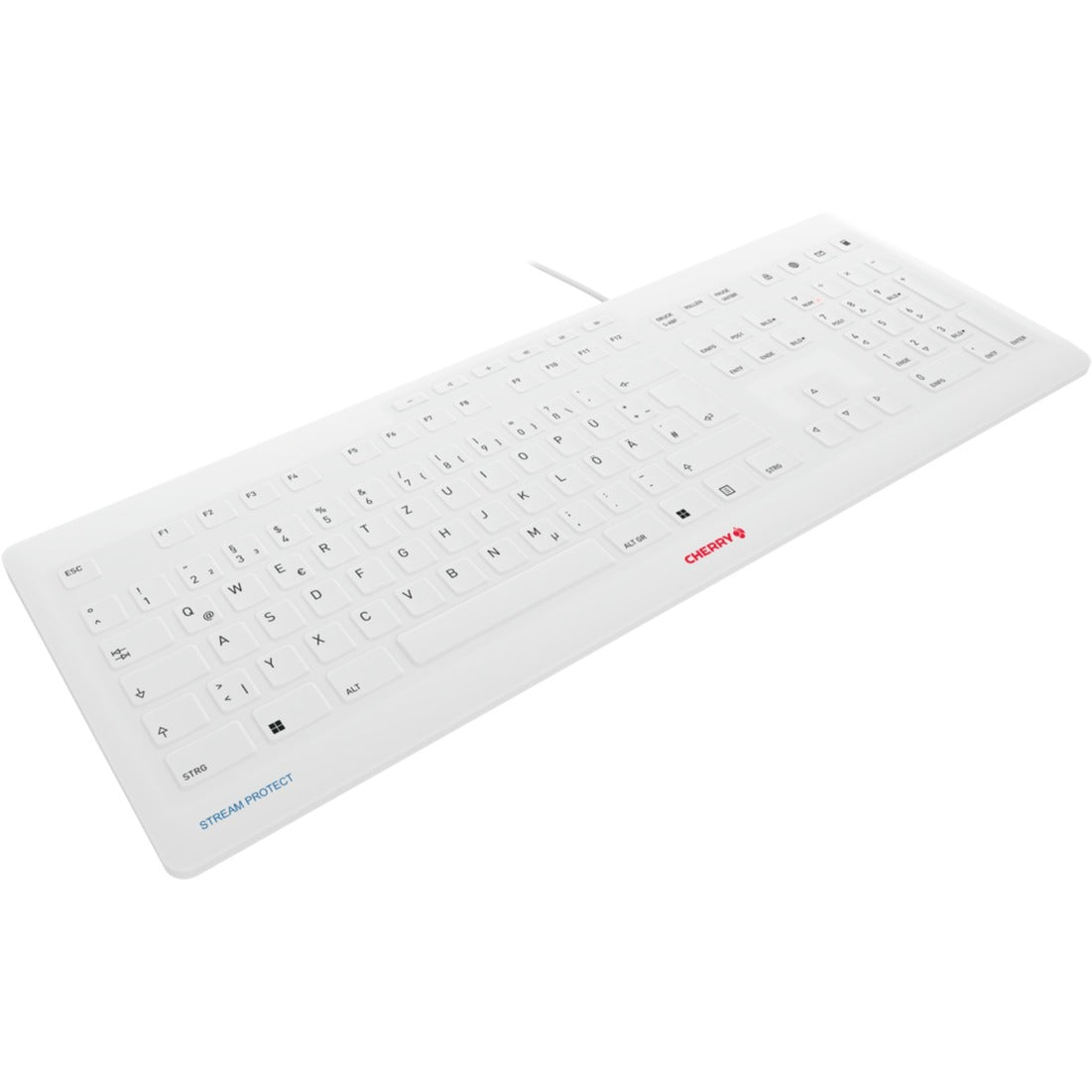 Cherry STREAM PROTECT KEYBOARD (weiss, DE-Layout, Cherry SX-Scherentechnologie)