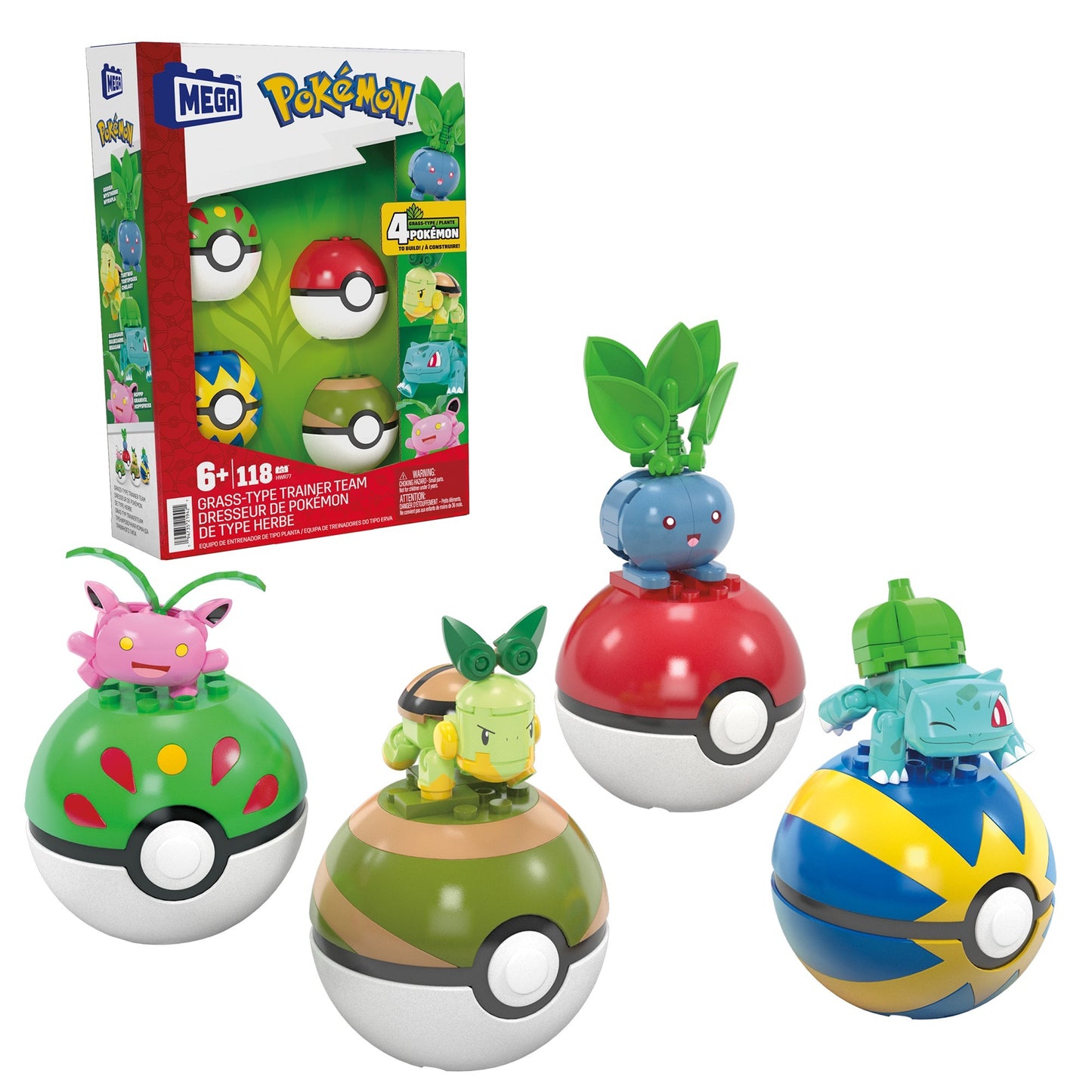 Mattel Pokémon 4 Pflanzen-Typ Pokémon Sets, Konstruktionsspielzeug