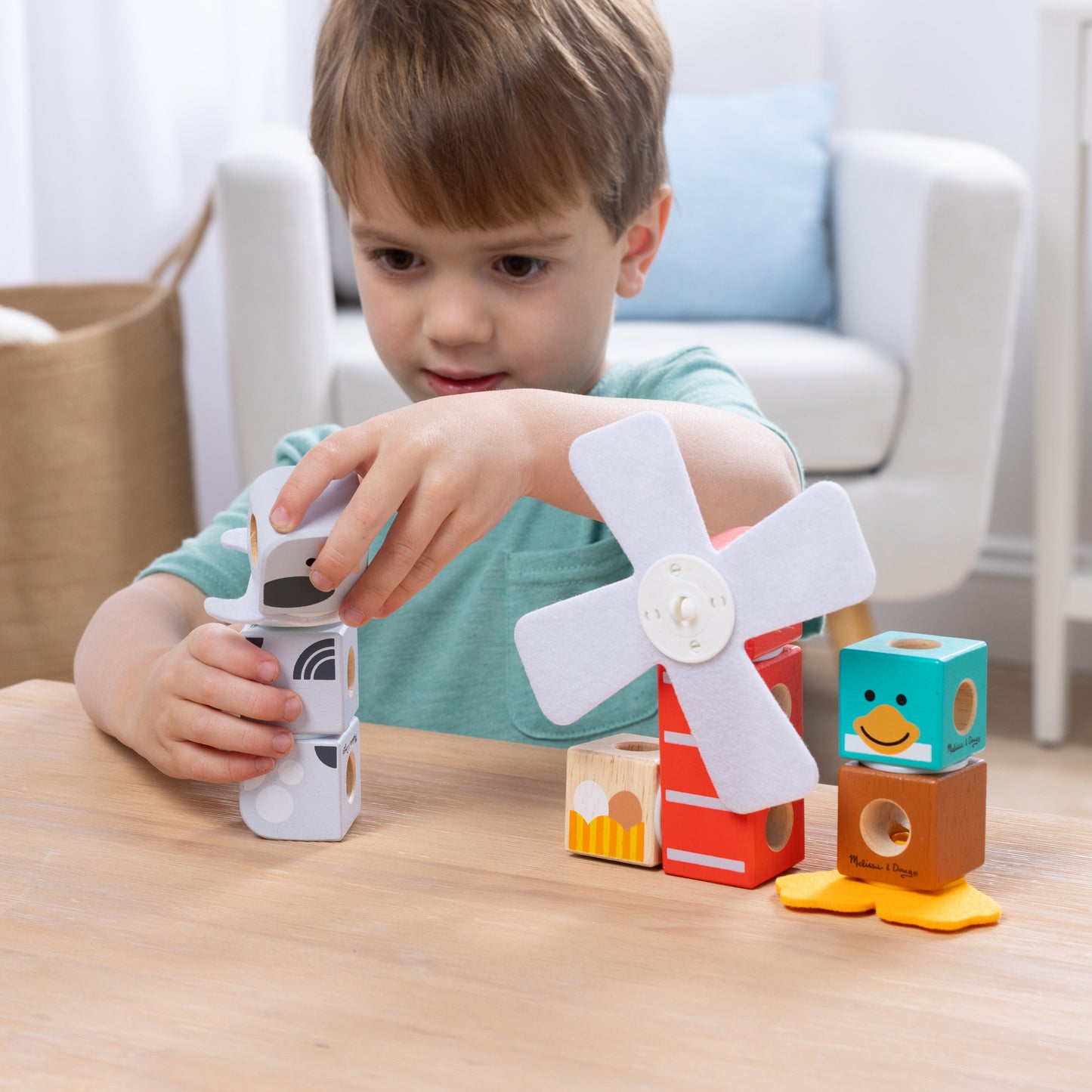 Melissa & Doug - Blockables Bauernhoffreunde Set, Konstruktionsspielzeug