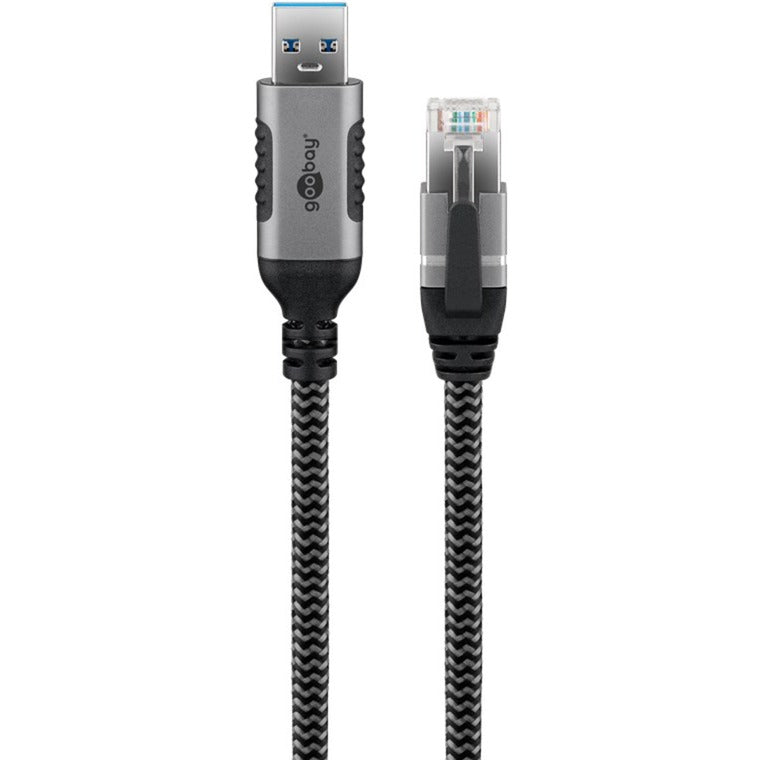 Goobay Ethernet-Kabel USB-A 3.2 Gen1 Stecker > RJ-45 Stecker (schwarz/silber, 3 Meter)