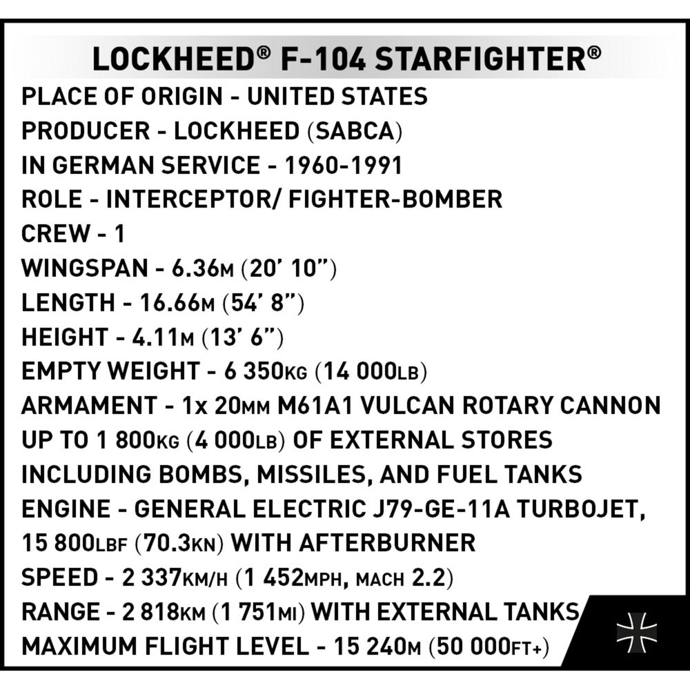 Lockheed F-104 Starfighter, Konstruktionsspielzeug