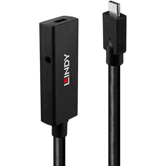Lindy USB 3.2 Gen 2 Aktivverlängerungskabel, USB-C Stecker > USB-C Buchse (schwarz, 5 Meter)