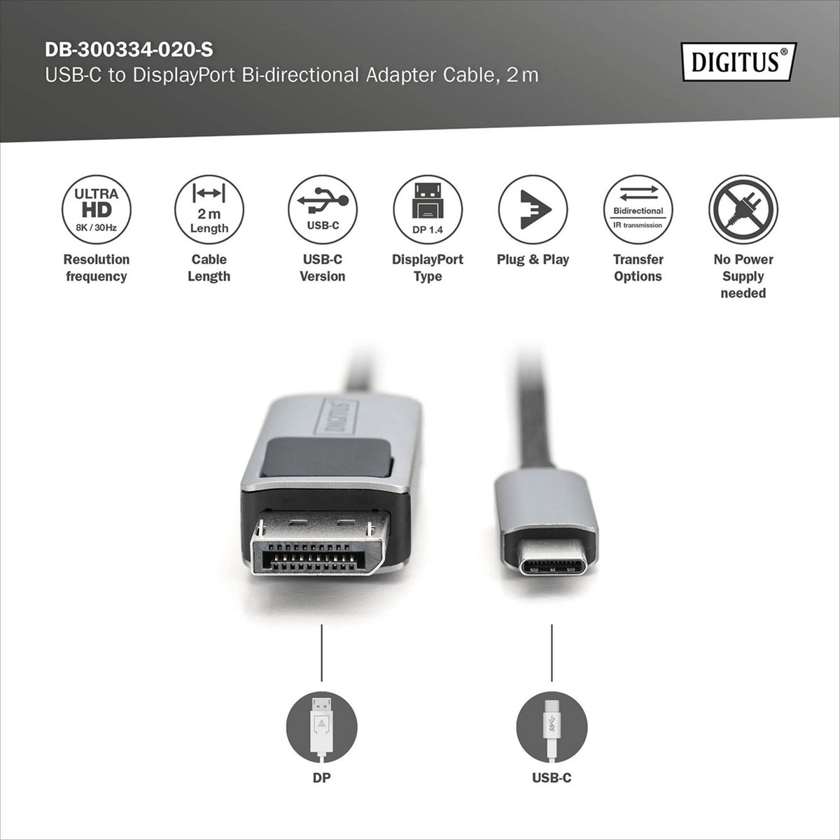 USB4 Gen 2x2 Adapterkabel USB-C > DisplayPort