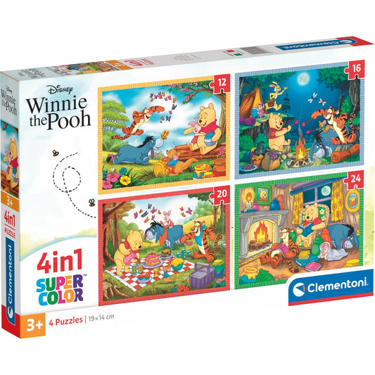 Clementoni Supercolor 4 in 1 - Disney Winnie the Pooh (4 Puzzle (12-24 Teile))