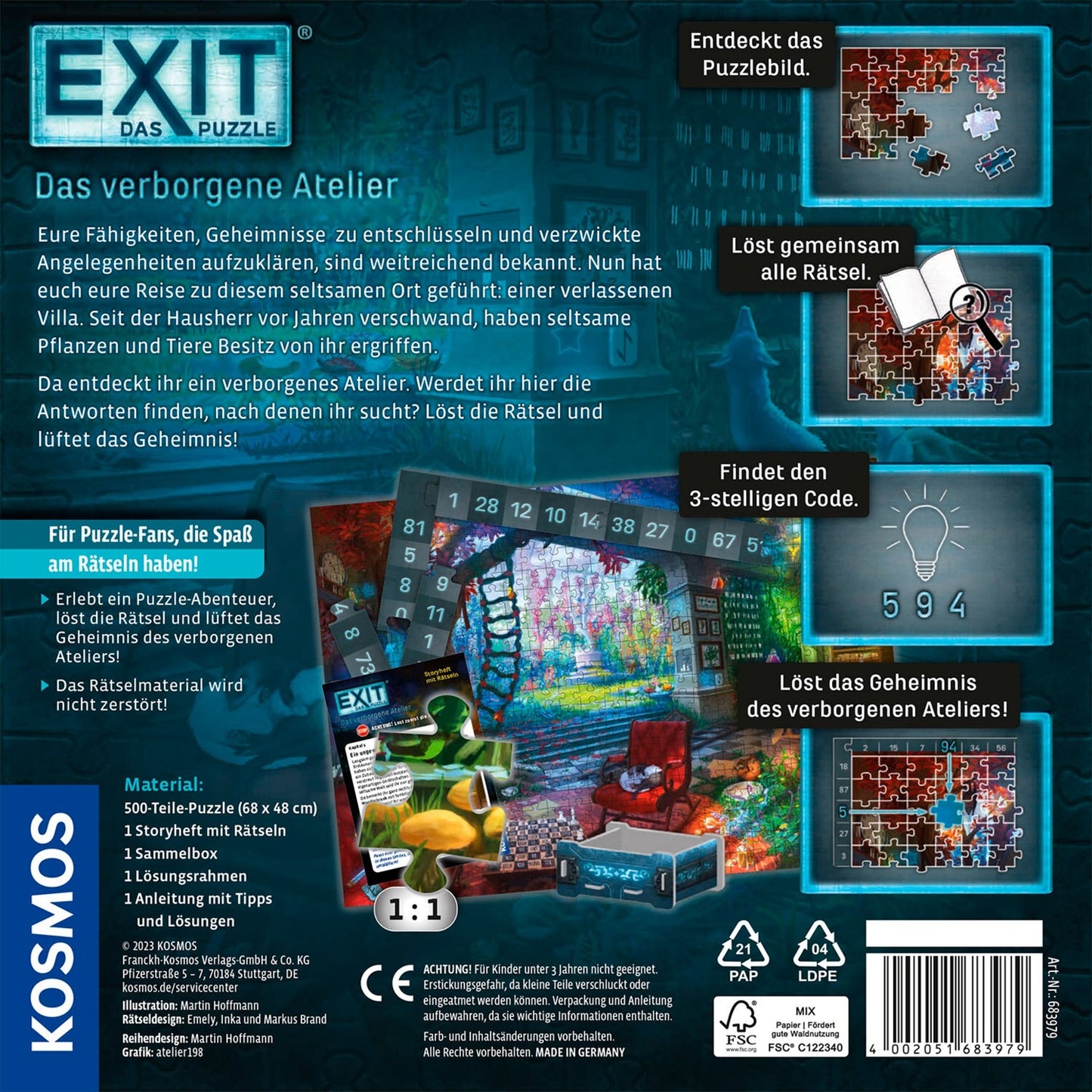 Kosmos EXIT - Das Puzzle: Das verborgene Atelier (500 Teile)