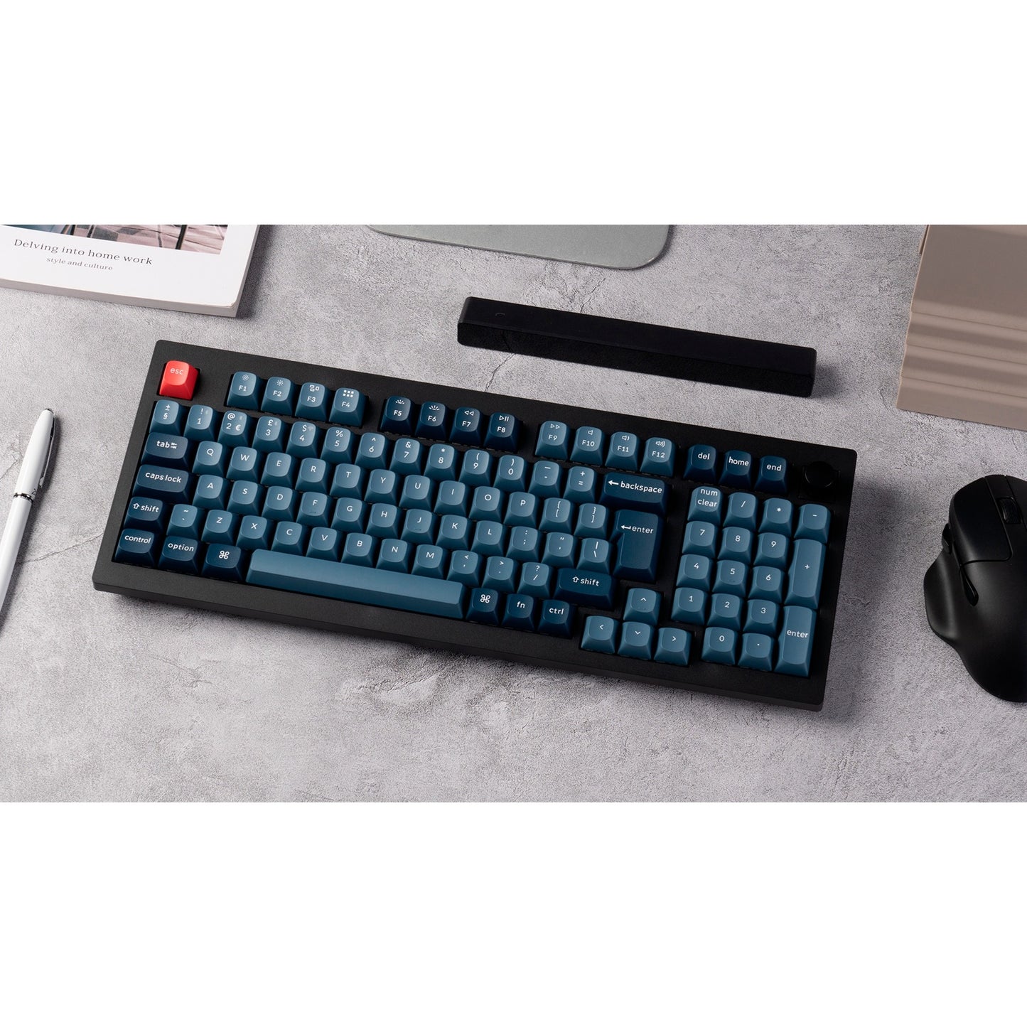 Keychron V5 Max (schwarz/blaugrau, DE-Layout, Gateron Jupiter Banana, Hot-Swap, RGB)