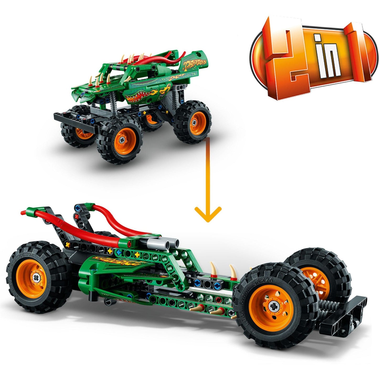 LEGO 42149 Technic Monster Jam Dragon, Konstruktionsspielzeug