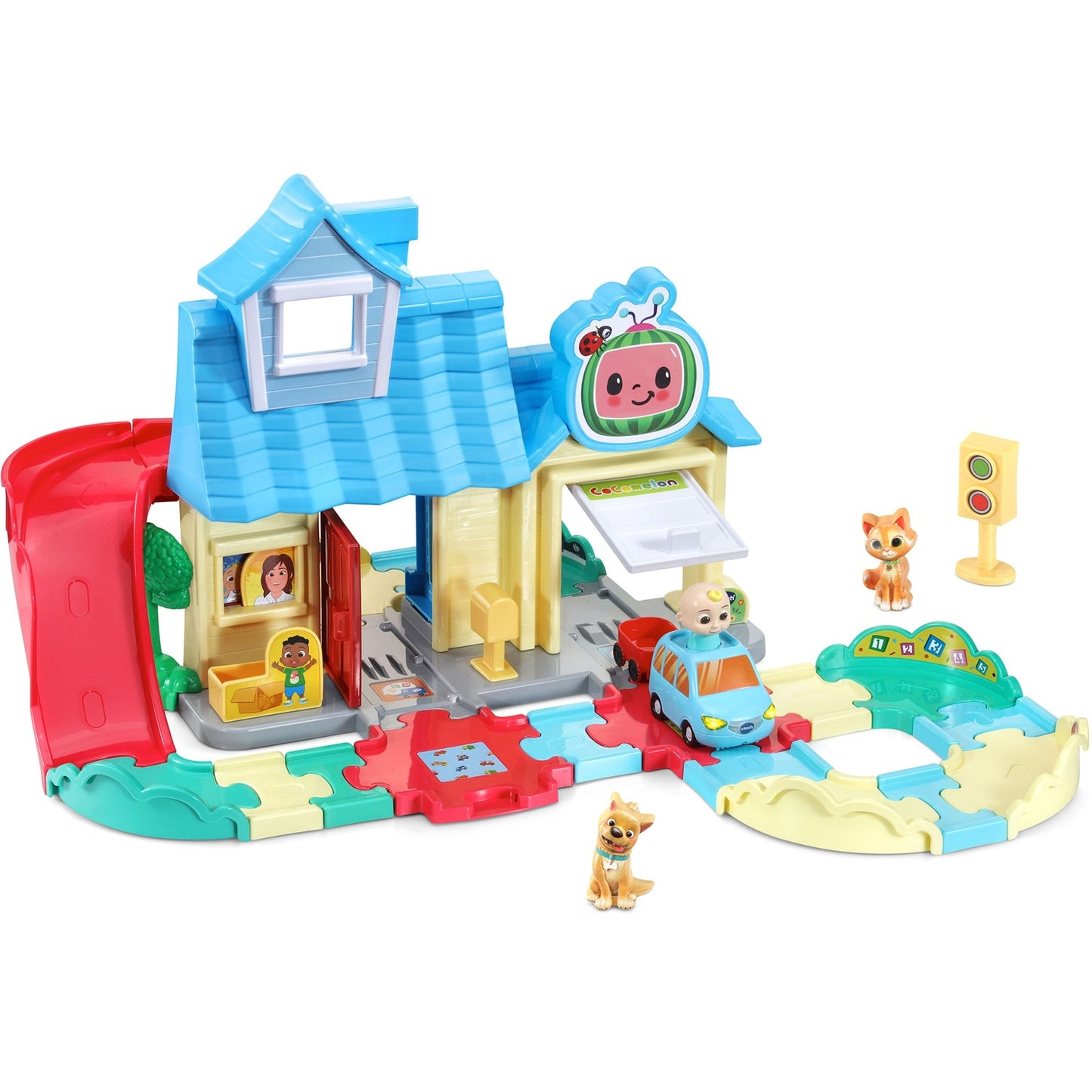 VTech Tut Tut Baby Flitzer - CoComelon JJs Spielhaus Schienenset, Spielgebäude