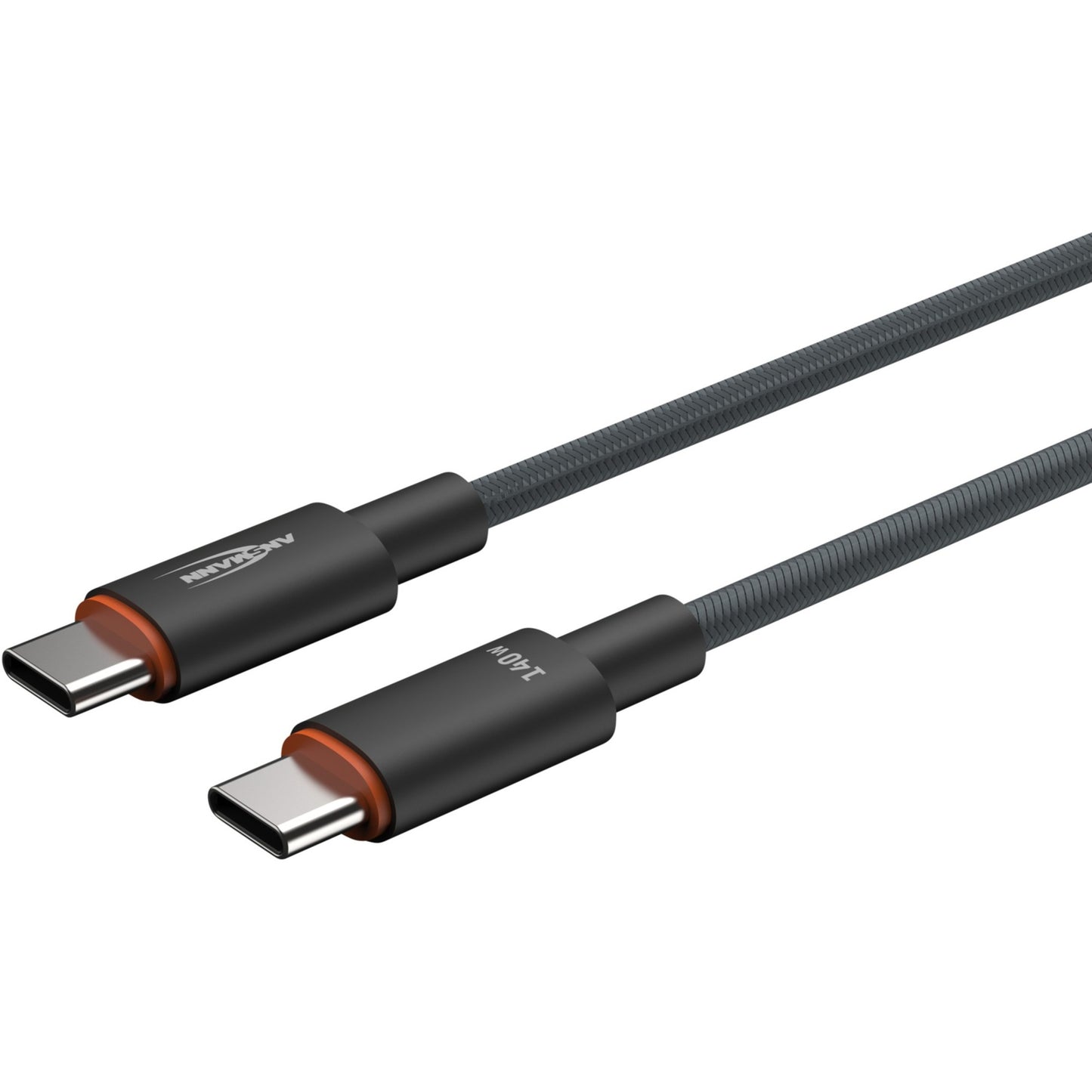 Ansmann USB 2.0 Kabel, USB-C Stecker > USB-C Stecker (anthrazit, 60cm, PD 3.1, Laden mit bis zu 140 Watt, gesleevt)